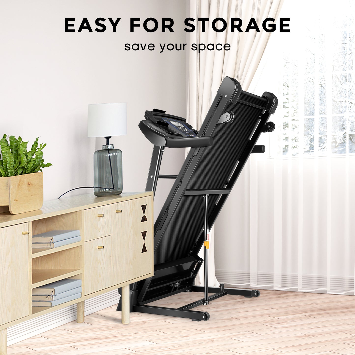 ANCHEER Folding Treadmill with 15% Auto Incline, 3.25HP Ultra-silent Motor, Speed Range of 0.6~10MPH, 300lb Capacity, APP & Bluetooth Speakers, Treadmills for Home Running and Walking