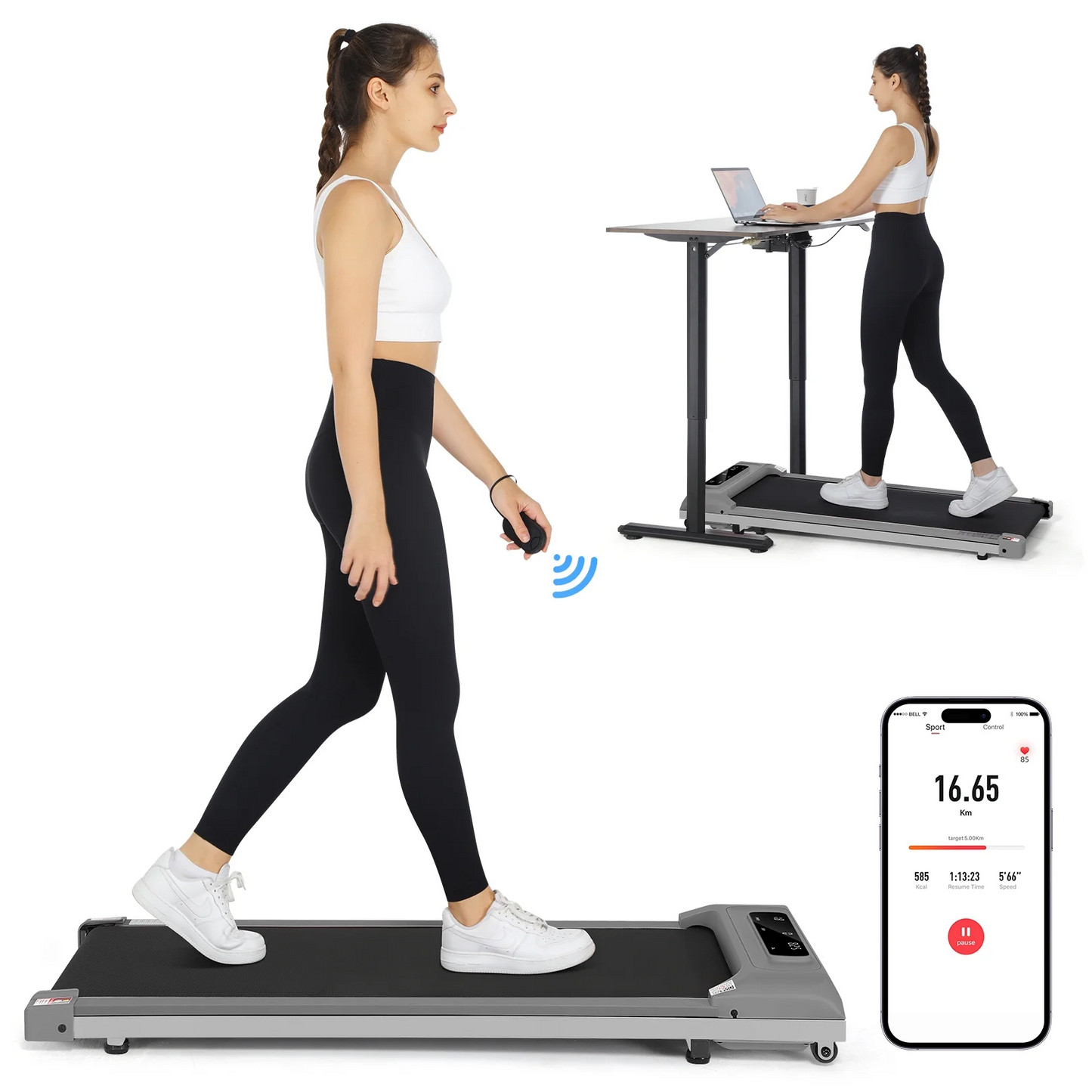 Dual-control Walking Pad Treadmills for Home K5976