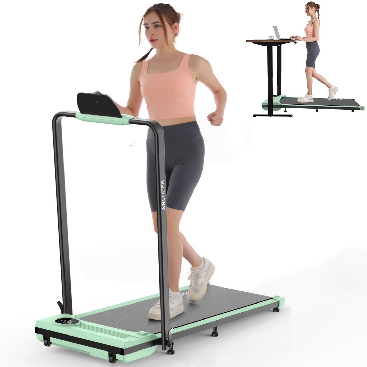 ANCHEER Walking Pad, Under Desk Treadmill with Remote Control, 2 in 1 Portable Walking Pad Treadmill for Home/Office/Exercise
