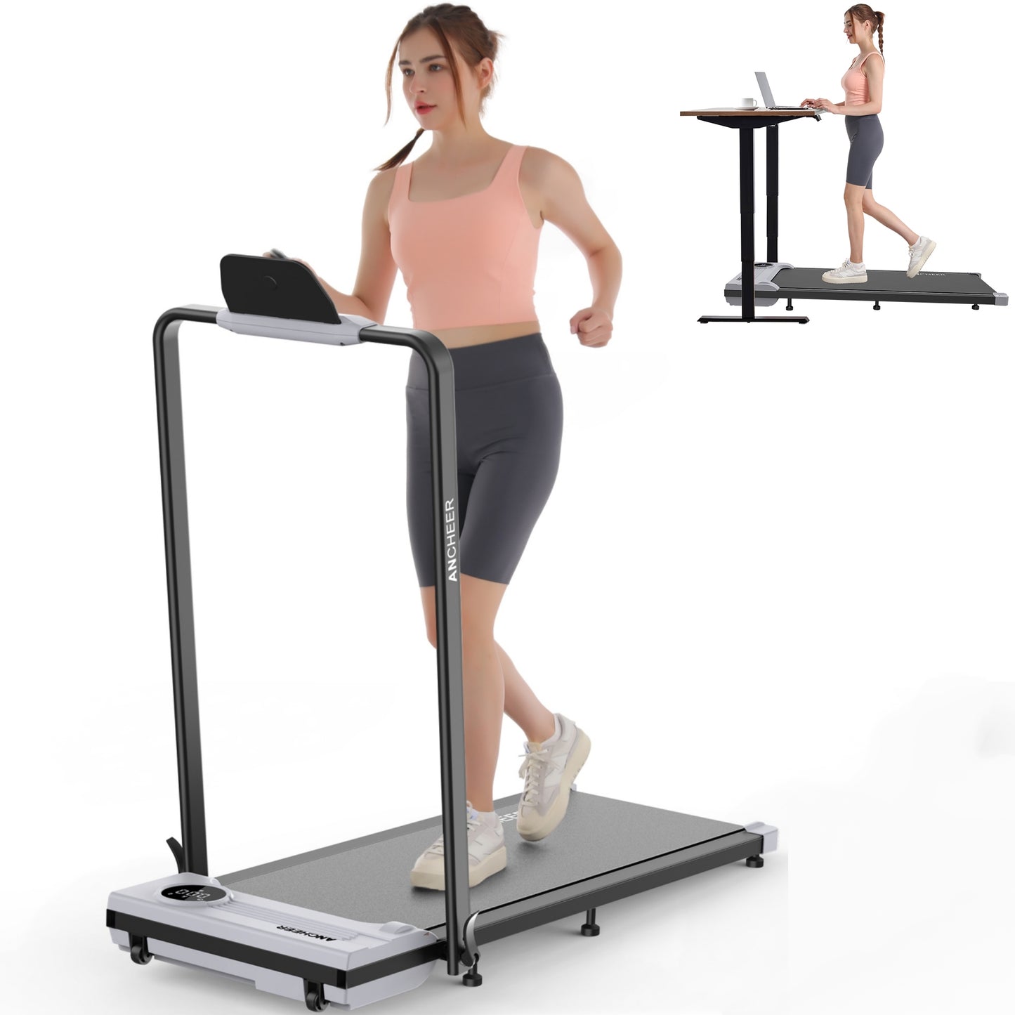 ANCHEER Walking Pad, Under Desk Treadmill with Remote Control, 2 in 1 Portable Walking Pad Treadmill for Home/Office/Exercise