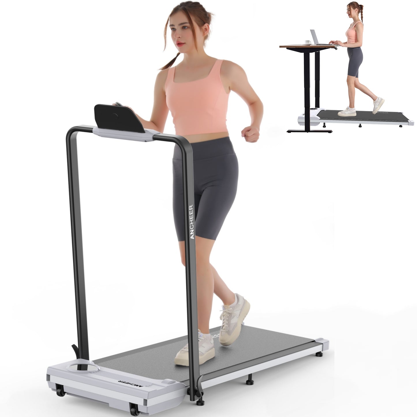 ANCHEER Walking Pad, Under Desk Treadmill with Remote Control, 2 in 1 Portable Walking Pad Treadmill for Home/Office/Exercise