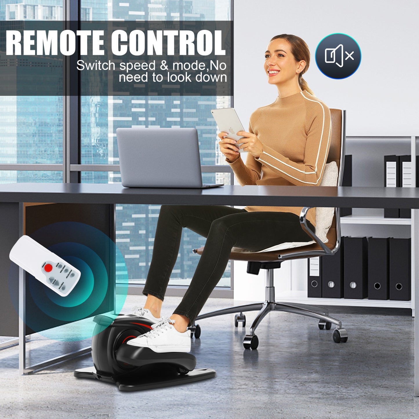 ANCHEER Under Desk Elliptical Trainer Machine with Display Monitor Remote Control for Home Office Fitness