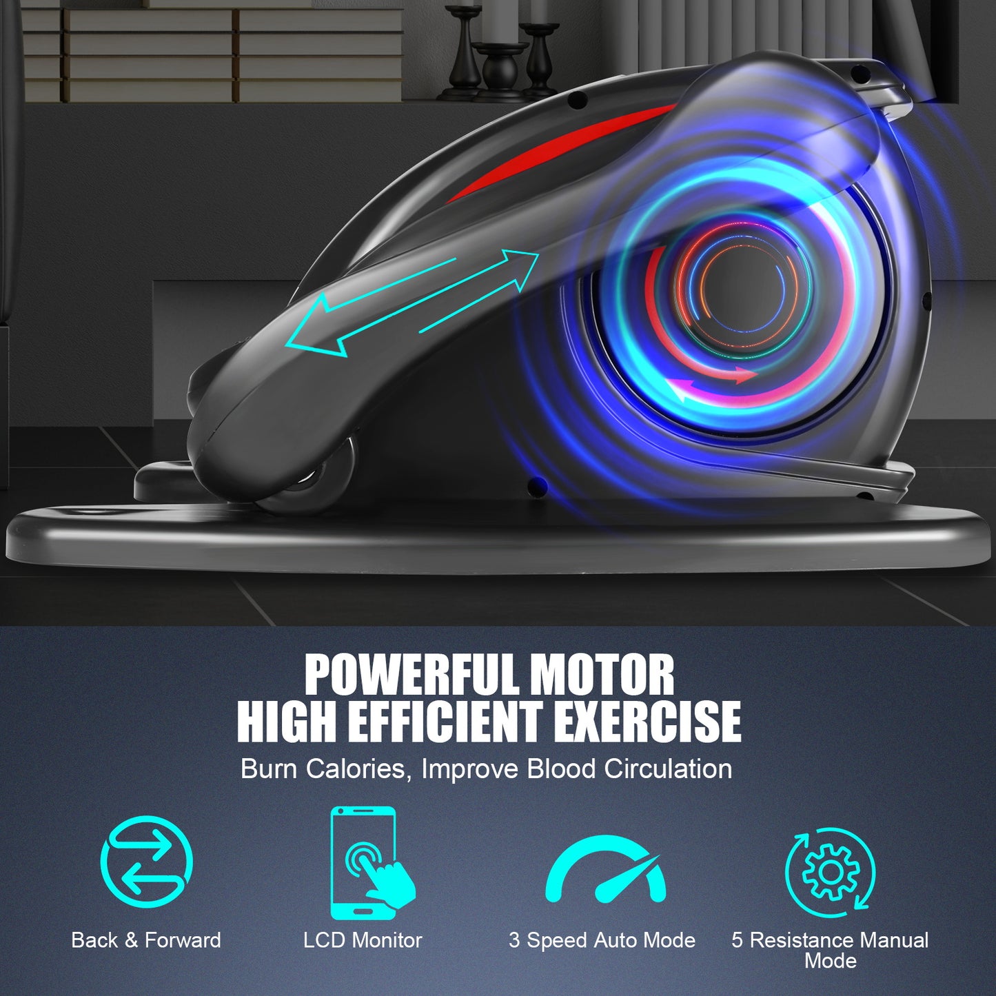 ANCHEER Under Desk Elliptical Trainer Machine with Display Monitor Remote Control for Home Office Fitness