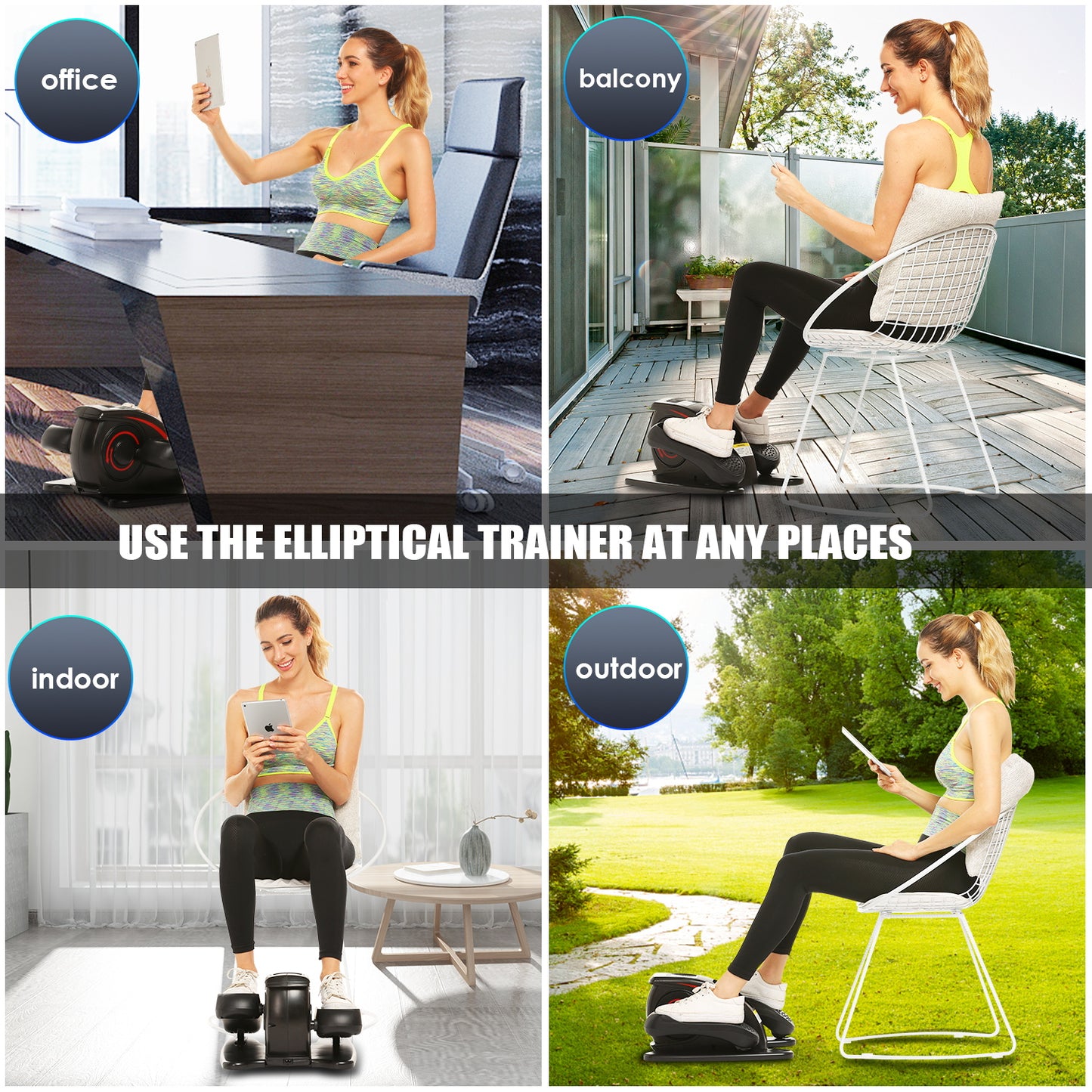 ANCHEER Under Desk Elliptical Trainer Machine with Display Monitor Remote Control for Home Office Fitness