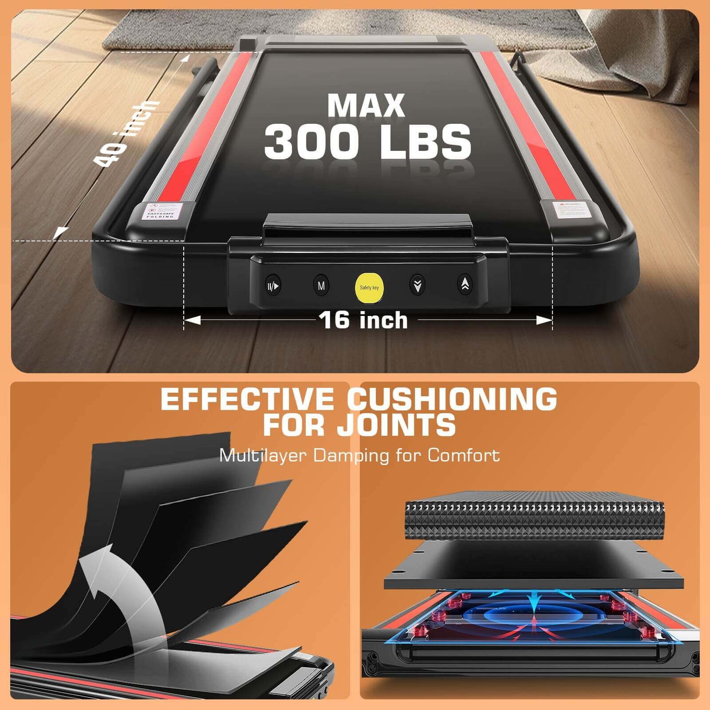 ANCHEER 2 in 1 Under Desk Treadmill with Foldable Handle