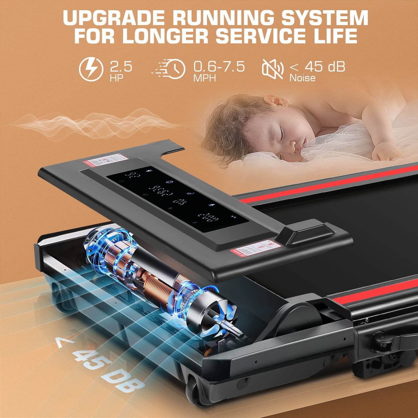 ANCHEER 2 in 1 Under Desk Treadmill with Foldable Handle