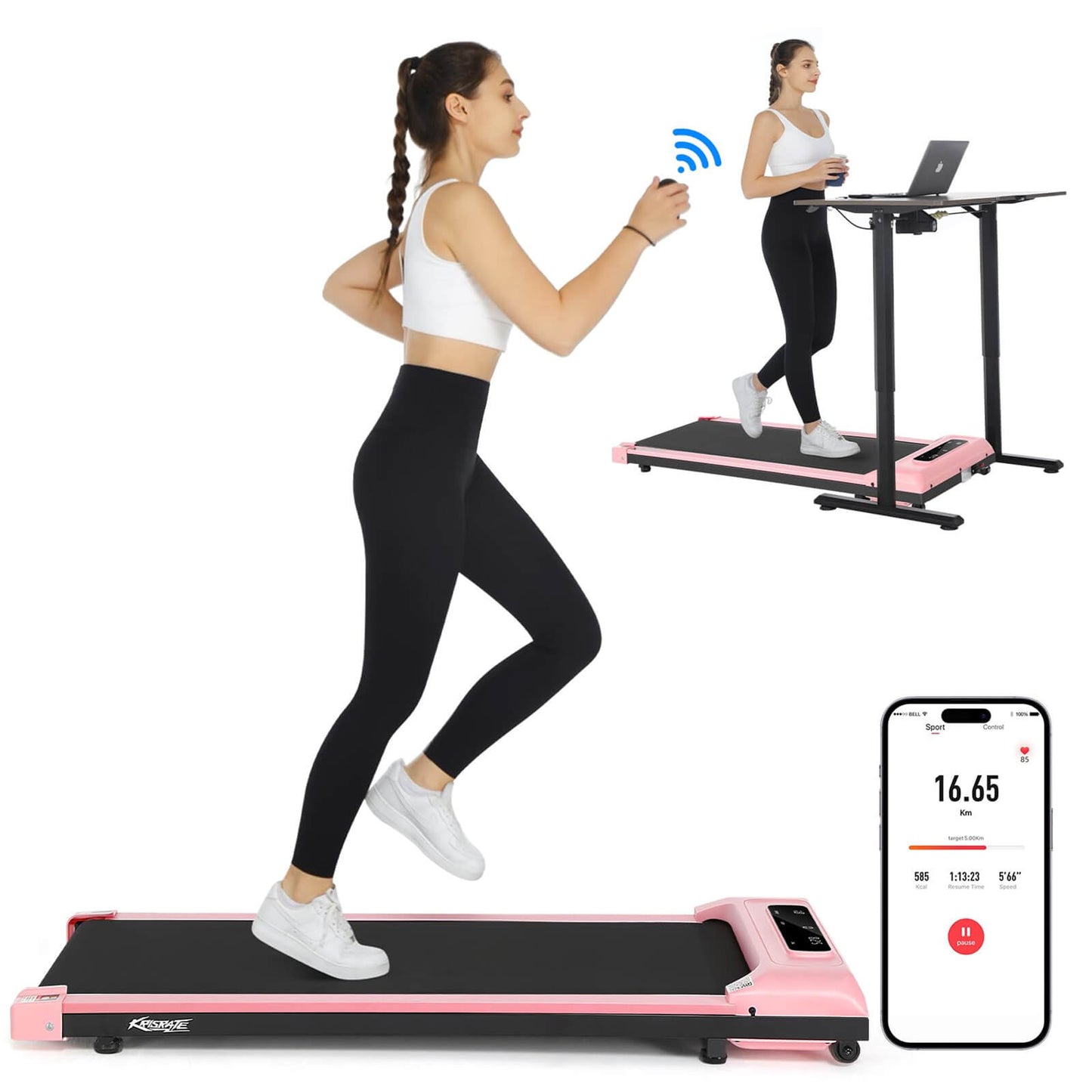 Dual-control Walking Pad Treadmills for Home K5976