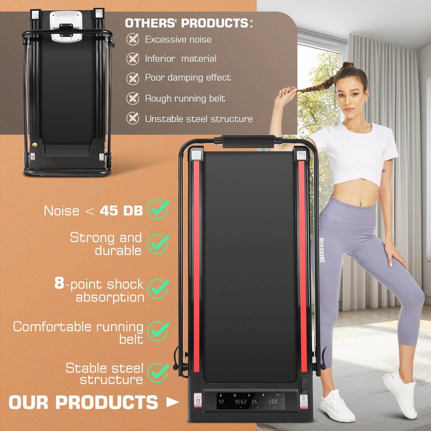 ANCHEER 2 in 1 Under Desk Treadmill with Foldable Handle