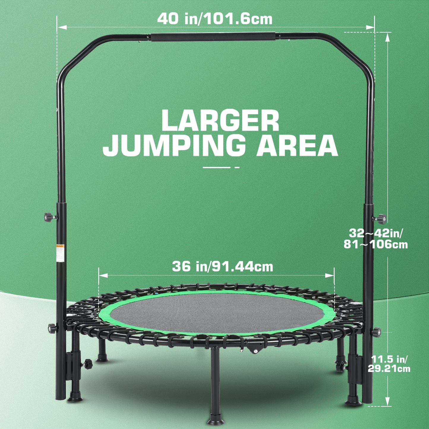 ANCHEER 40inch Foldable Trampoline Fitness Rebounder with Resistance Bands Adjustable Handle Max Load 450lbs