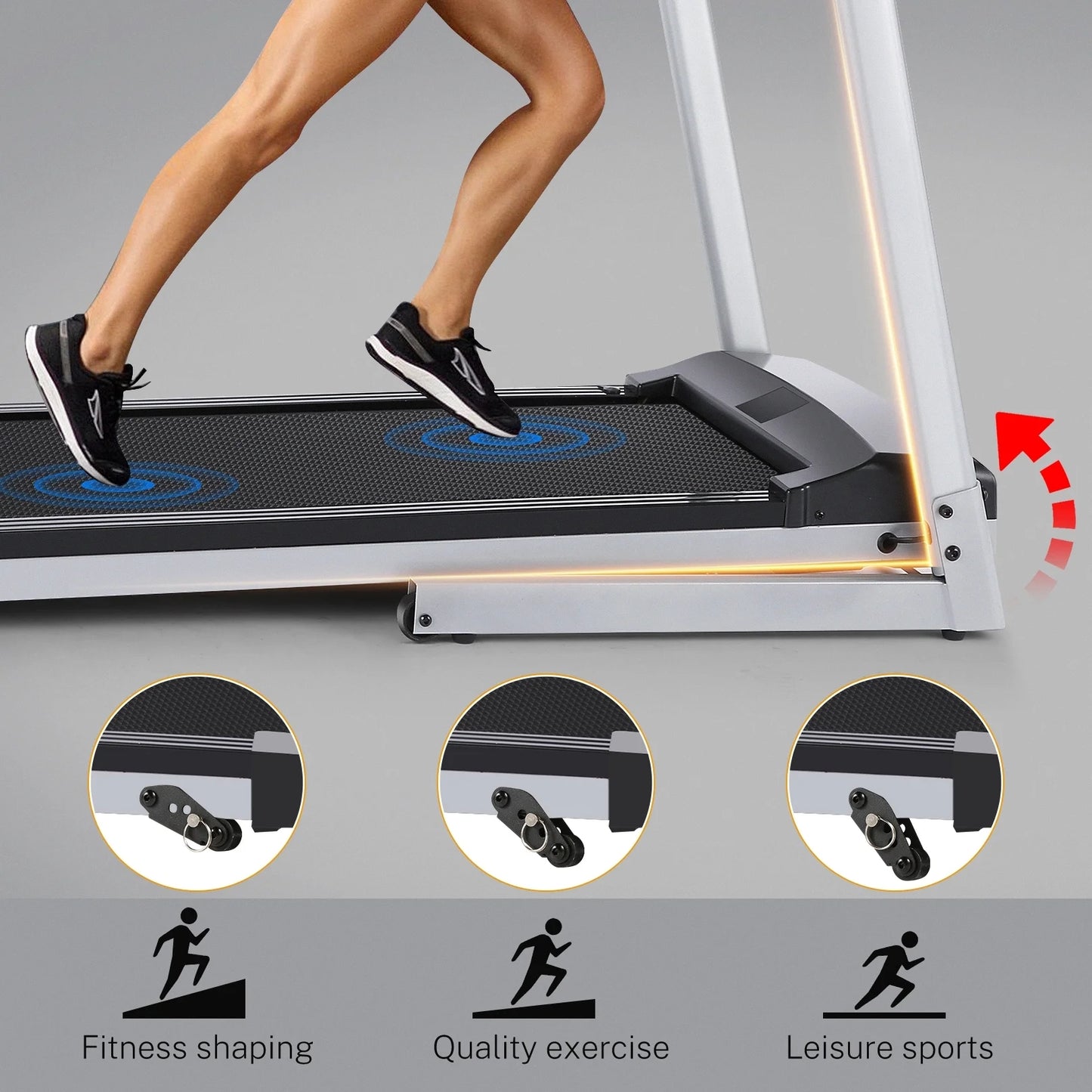 SYTIRY Folding Treadmill w/ 10" HD Touchscreen WiFi 3.25 HP Adjustable Incline Treadmills, Heart Rate Monito 9 MPH Speed Range Jogging Running Machine for Home Office 265lbs Weight Capacity