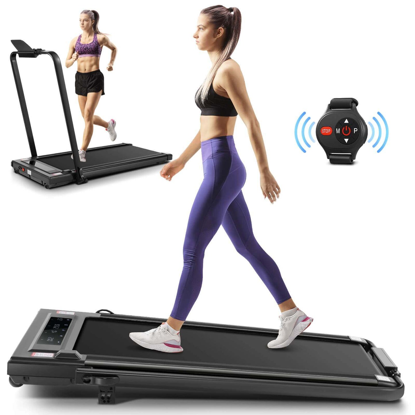 ANCHEER 2 in 1 Under Desk Treadmill with Foldable Handle