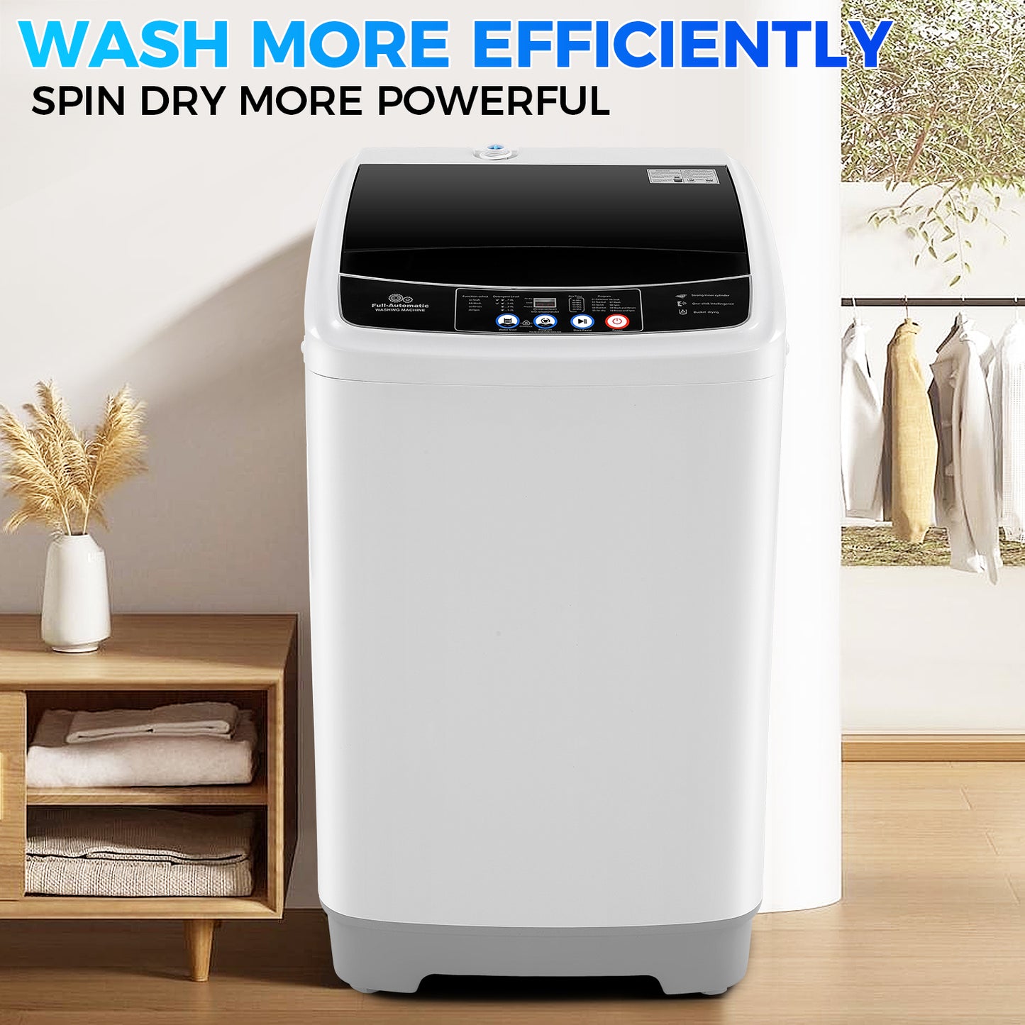 KRISRATE 17.8Lbs Portable Washing Machine 2.4 Cu.ft Washer Dryer Combo with Drain Pump 10 Programs 8 Water Levels for Home, Apartment, RV, Dorms