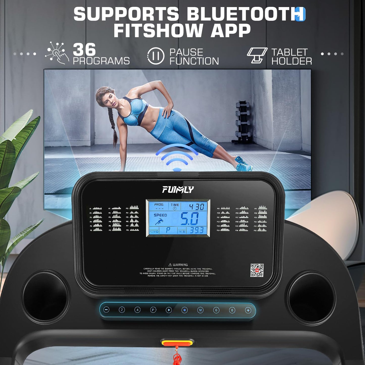 FUNMILY FUNMILY 3.25HP Treadmill with Auto 12% Incline, Folding Treadmill for Home&Office,Speed Range 0.6~10mph, 300 lbs Weight Capacity