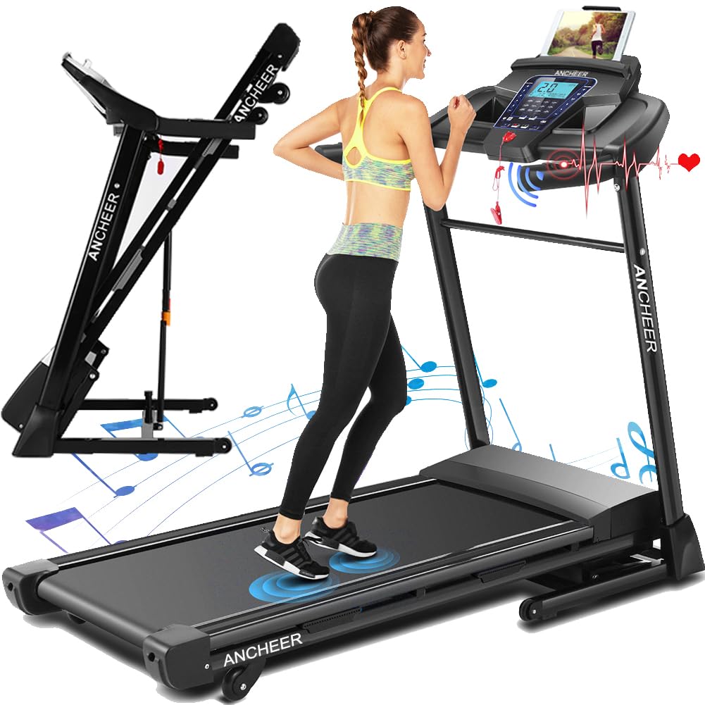 ANCHEER Incline Folding Treadmill 3.25HP 300lb with APP