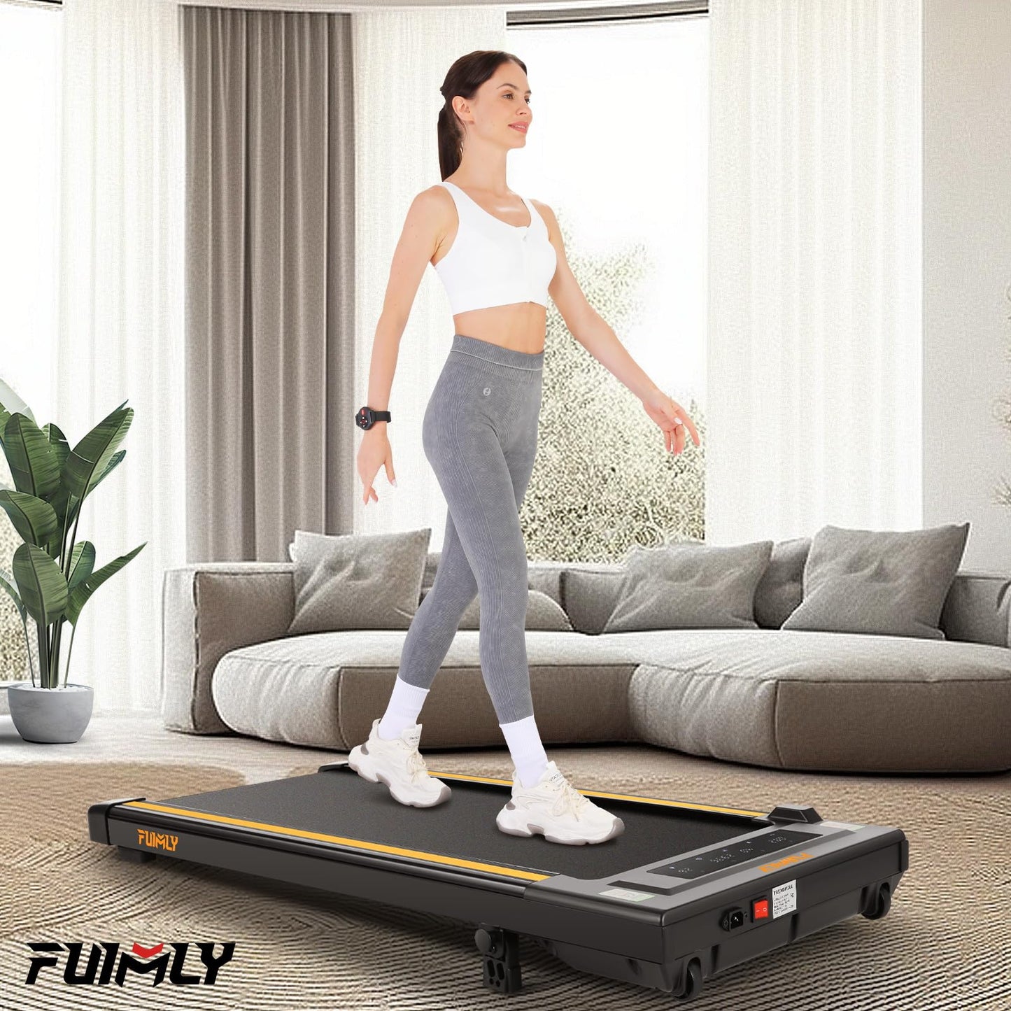 FUNMILY 2 in 1 Walking Pad Treadmill 2.5HP with Incline Installation-Free