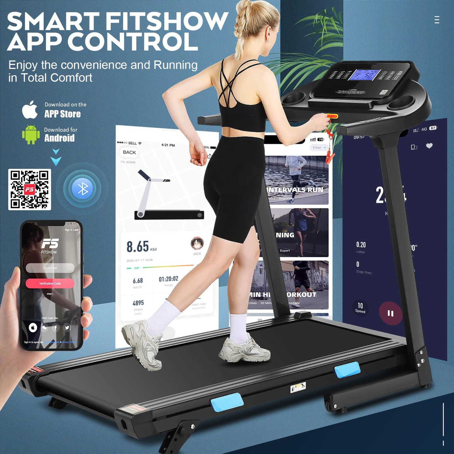 FUNMILY FUNMILY 3.25HP Treadmill with Auto 12% Incline, Folding Treadmill for Home&Office,Speed Range 0.6~10mph, 300 lbs Weight Capacity