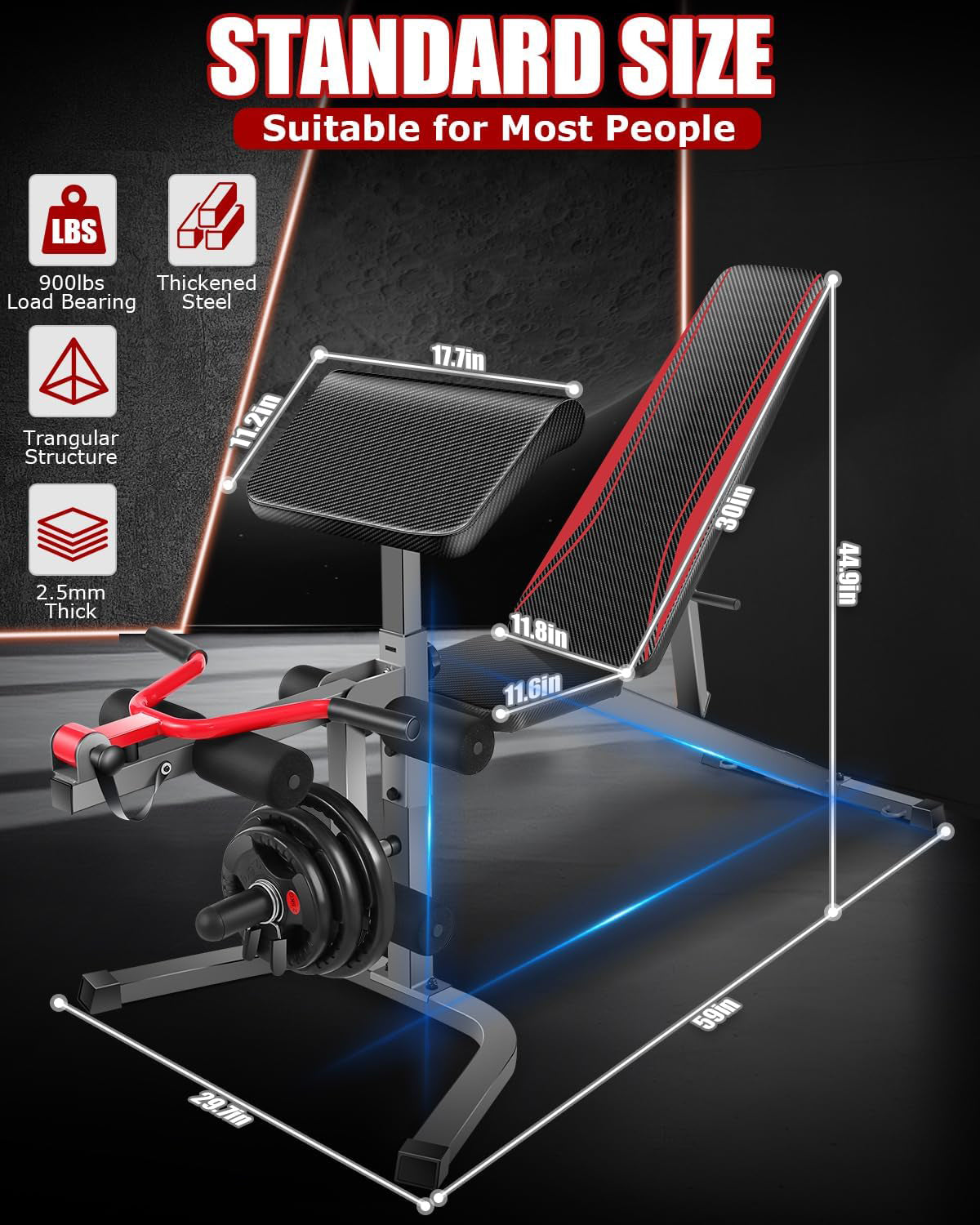 KRISRATE Weight Bench with Leg Extension & Leg Curl & Preacher Curl,Adjustable Weight Bench Press Set Incline Decline Flat Workout Bench for Home Gym