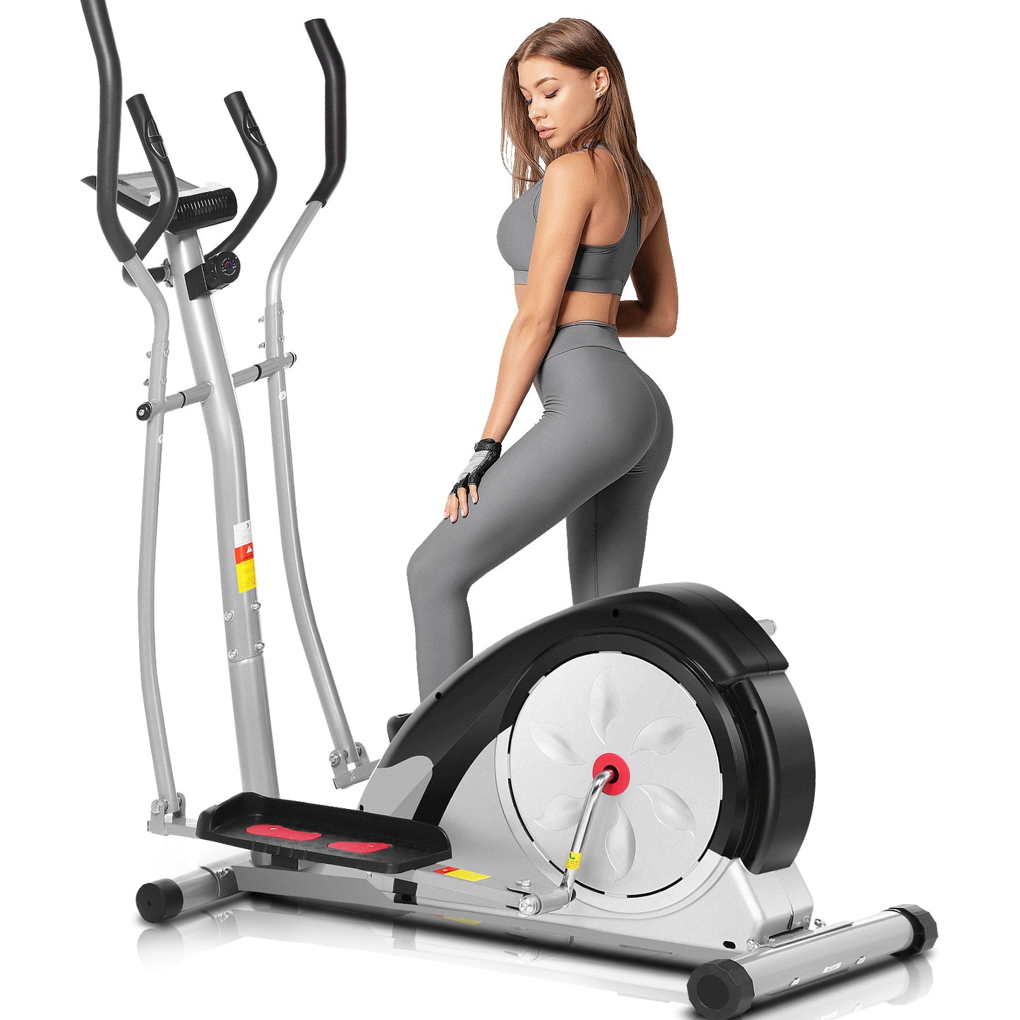 KRISRATE Elliptical Exercise Machine for Home Gym, Ultra-Silent Magnetic Elliptical Trainer with 500LBS Weight Capacity, LCD Monitor, Pulse Rate Grips