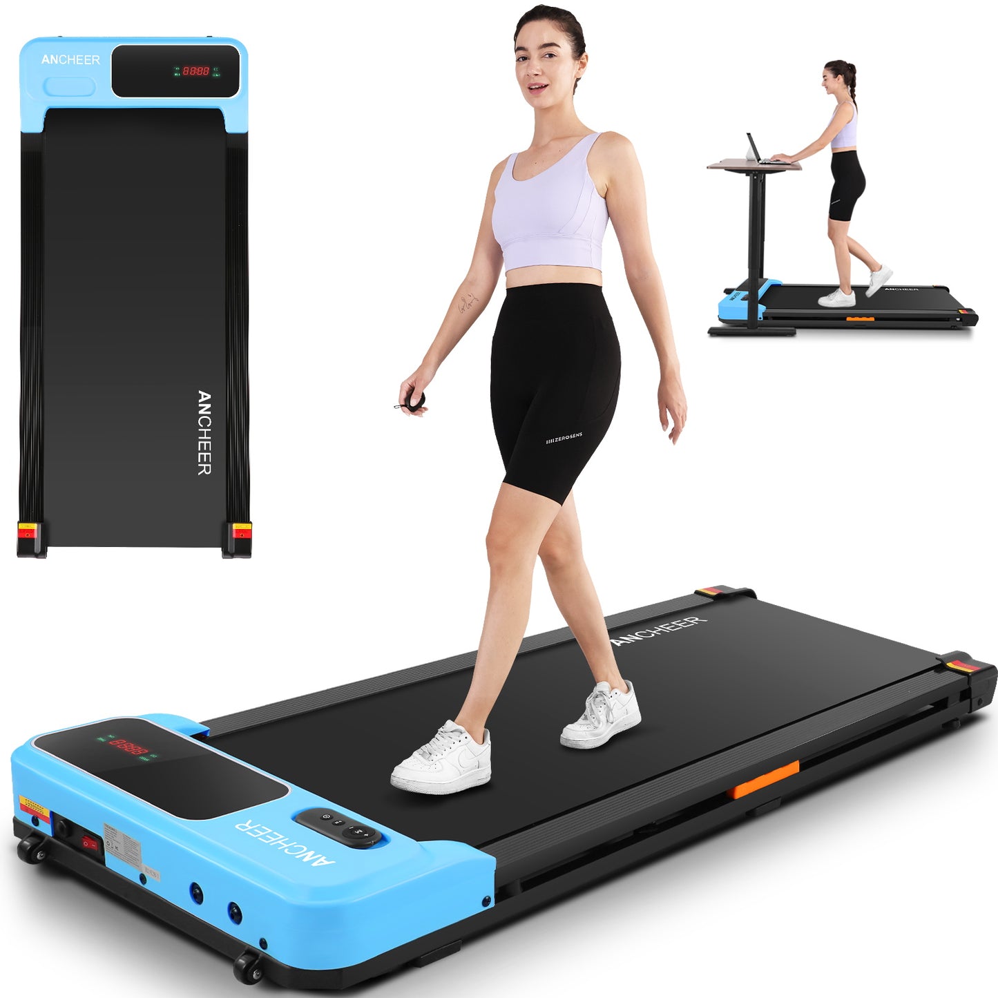 ANCHEER Walking Pad Treadmill&Under Desk Treadmill for Home&Office, Speed Range 0.6~3.8mph, 240 lbs Weight Capacity