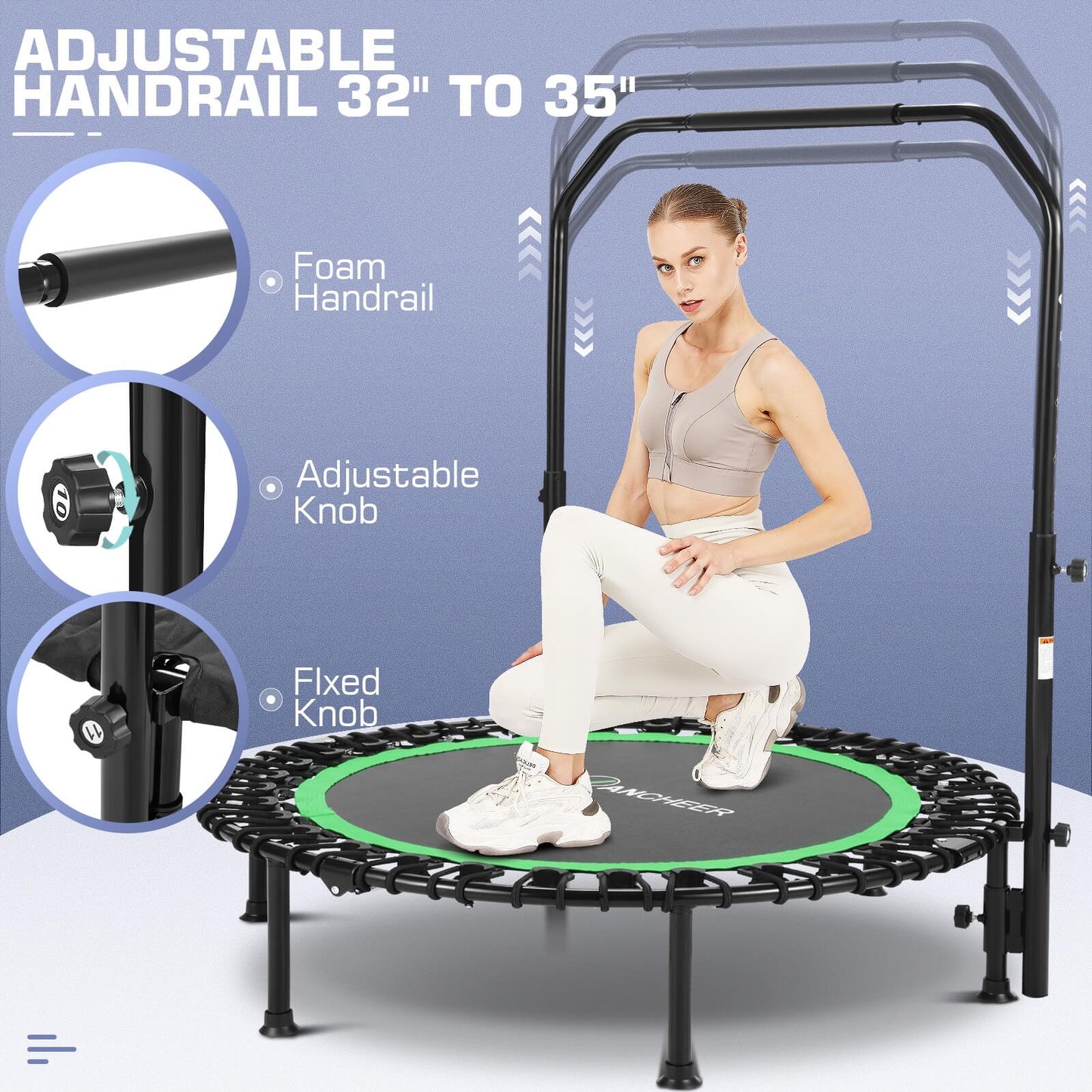 ANCHEER 40" Foldable Trampoline with Adjustable Foam Handle A4875