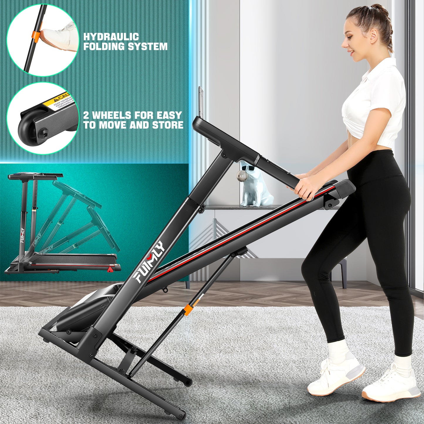 FUNMILY Treadmill with Desk Workstation & Adjustable Height,Folding Treadmill with Incline,Speed Range 0.6-7.5 mph,300 LBS Weight Capacity