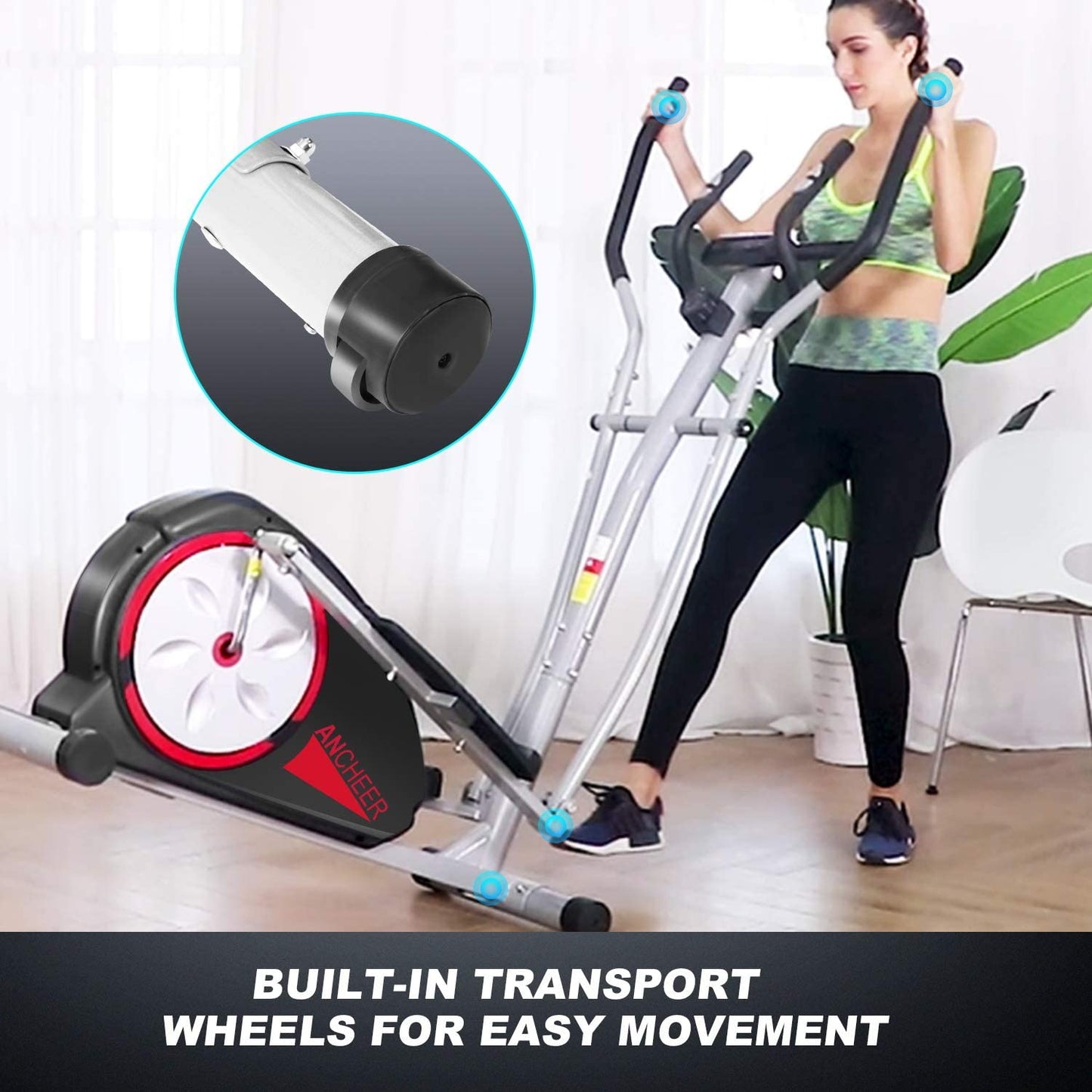 ANCHEER Magnetic Elliptical Machines, with Pulse Rate Grips and LCD Monitor for Home Gym Exercise