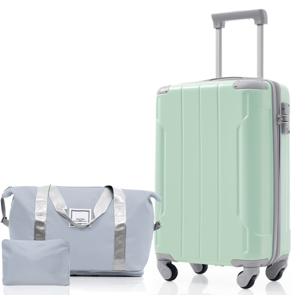 YOUNGFIT 3 PCS ABS Lightweight Hard Shell Carry on Luggage(20") with Travel Bag, Spinner Wheels and TSA Lock Suitcase for Getaways, Business Travel