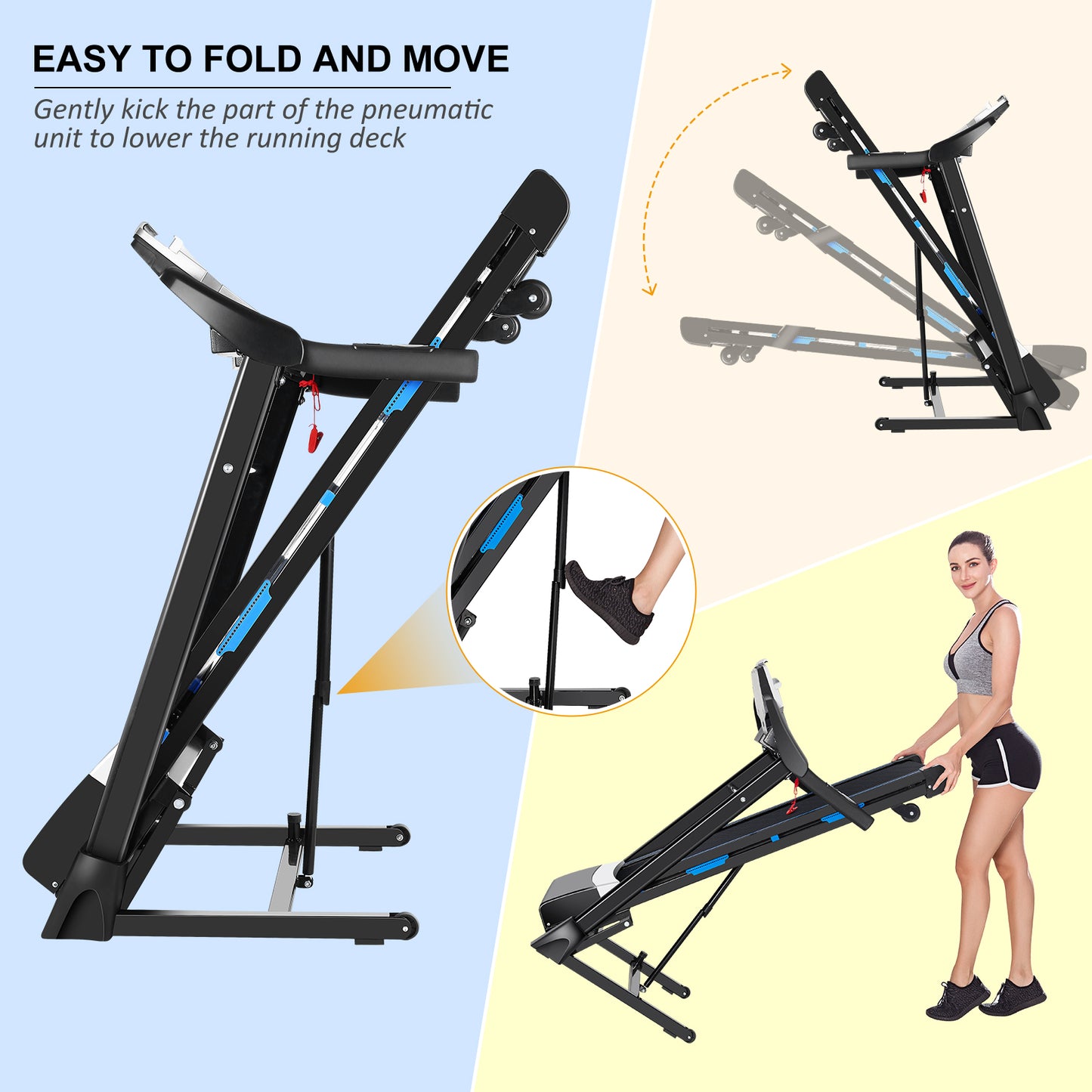 ANCHEER Folding Treadmill with 15% Auto Incline,3.25HP Ultra-silent Motor, Speed Range of 0.6~10MPH,300lb Capacity, APP & Bluetooth Speakers,Treadmills for Home Running and Walking