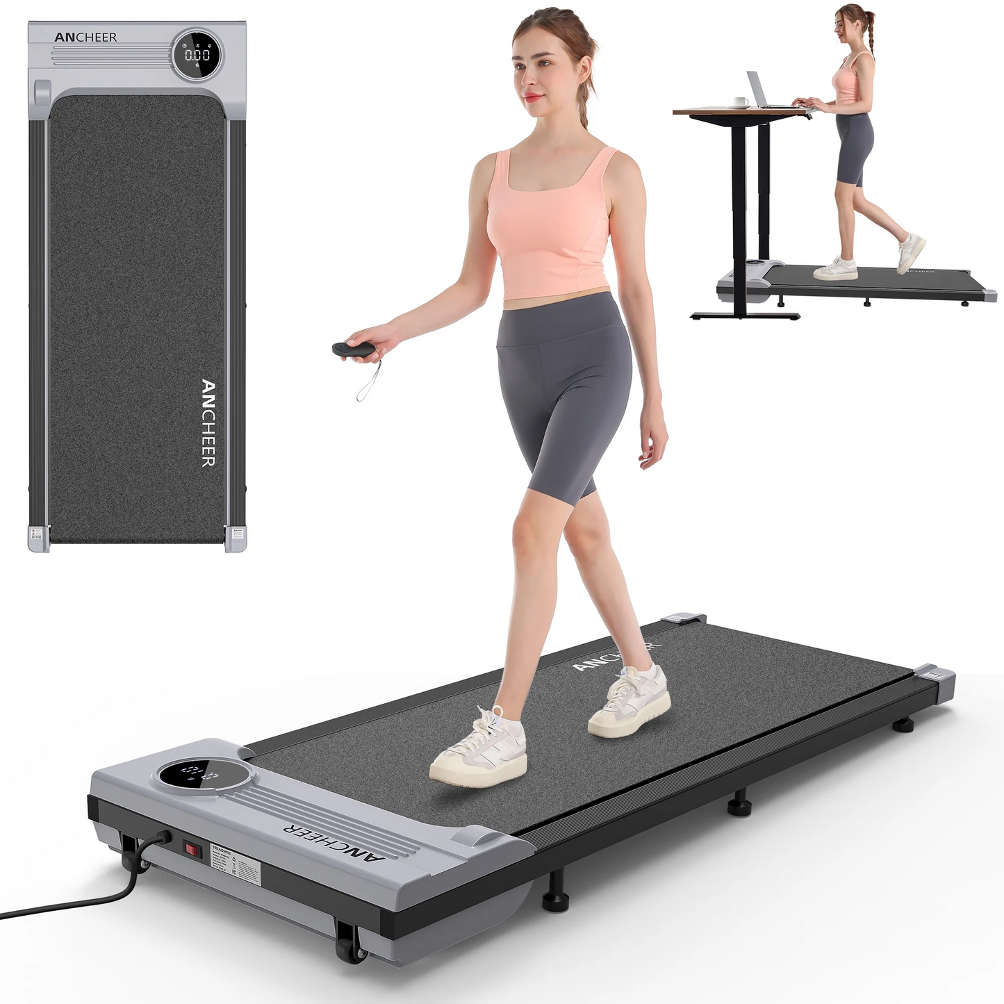 Walking Pad with Incline for Home & Office, Speed 0.6-4mph, Weight Capacity 300 Lbs, With Slope Adjustment, No Installation, Easy to Move, Low Noise Level