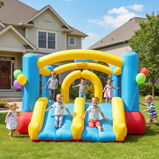KRISRATE Inflatable Bounce House for Kids 3-12 with Dual Slides & 470W Blower - 12.3x9FT Bouncy Castle Indoor Outdoor Backyard Jump House Party