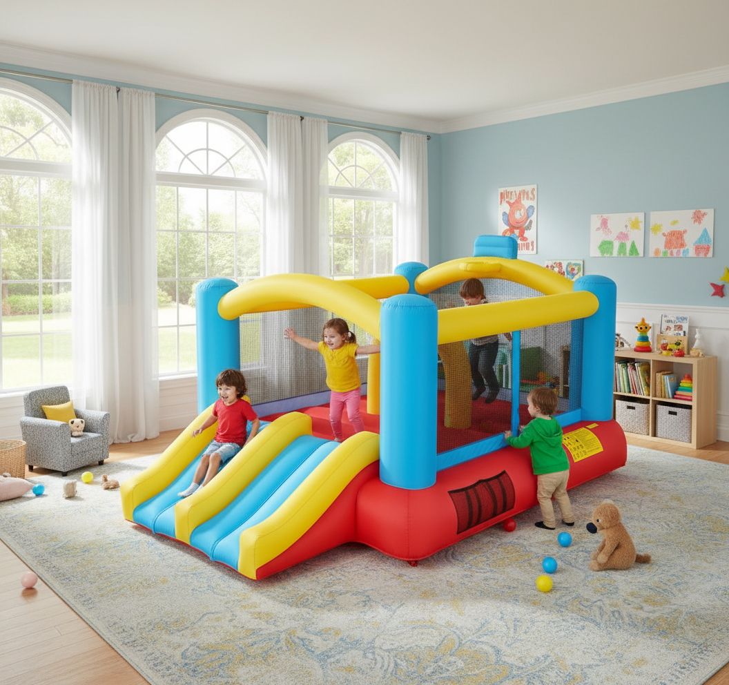 KRISRATE Inflatable Bounce House for Kids 3-12 with Dual Slides & 470W Blower - 12.3x9FT Bouncy Castle Indoor Outdoor Backyard Jump House Party