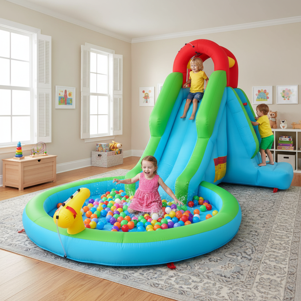 KRISRATE Inflatable Water Slide, 13x8ft Backyard Water Park with Pool Slide Climbing Wall Blower, Bouncy Castle, Indoor Outdoor Summer Fun Party Gift