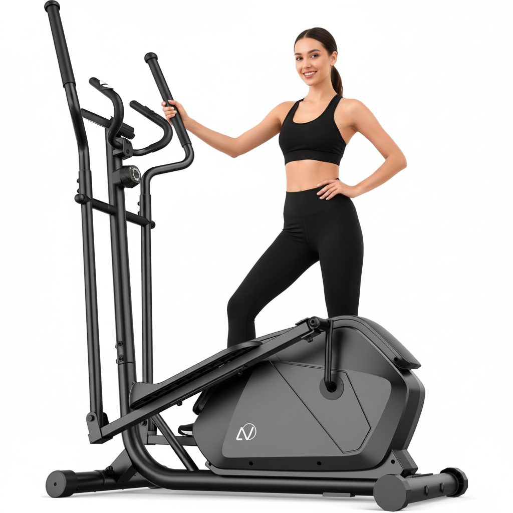 KRISRATE Elliptical Machine, Ultra-Quiet Magnetic Elliptical Trainer with 14 Resistance Levels, 15" Stride Length, 400LBS Capacity Exercise Equipment