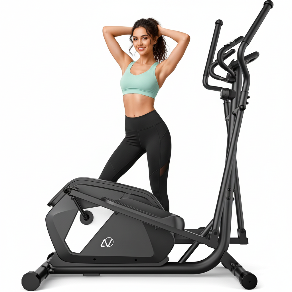 KRISRATE Elliptical Machine, Ultra-Quiet Magnetic Elliptical Trainer with 14 Resistance Levels, 15" Stride Length, 400LBS Capacity Exercise Equipment