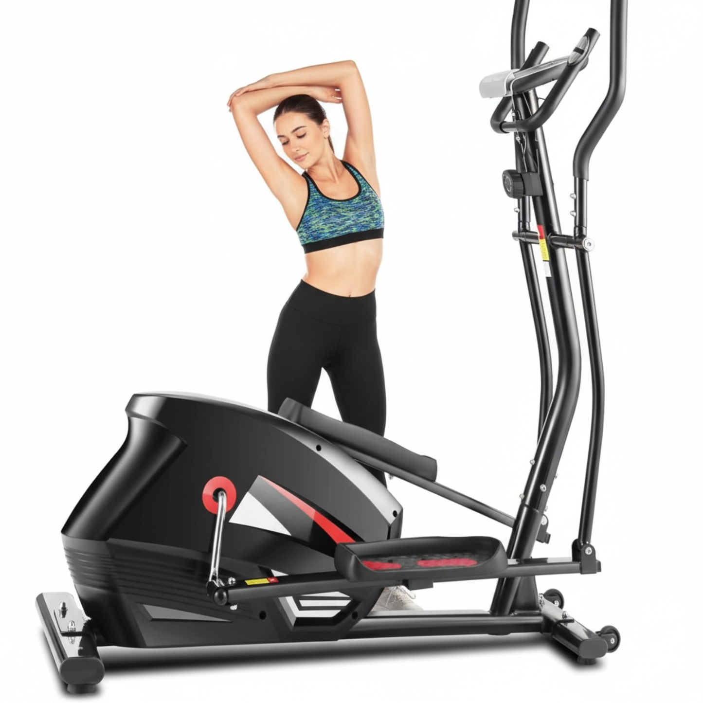 KRISRATE Elliptical Machine with APP - Heavy-Duty Magnetic Cross Trainer for Home, 18" Natural Stride, 10-Level Resistance, 500LBS Capacity, Black