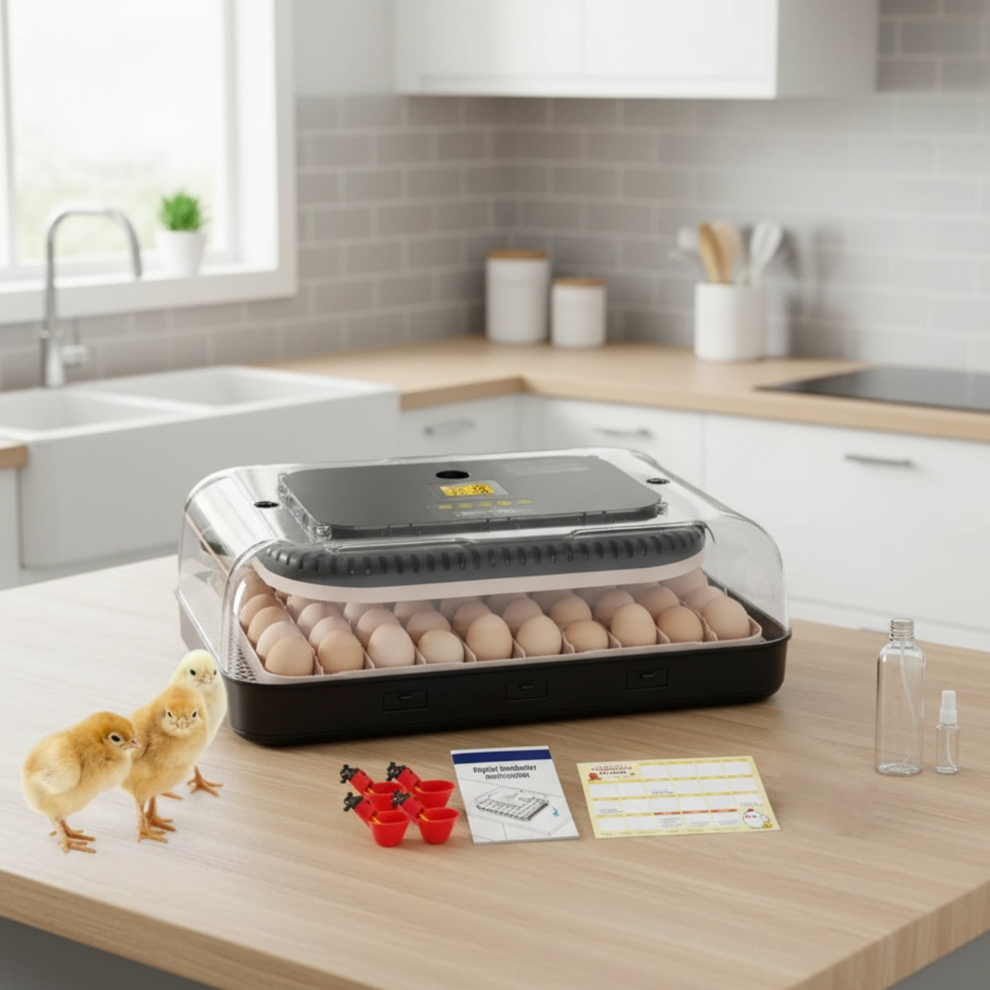 KRISRATE 70 Egg Incubator with Automatic Egg Turning & Auto Humidification, Temperature Control, Egg Candler for Chicken Duck Quail Hatching, Grey