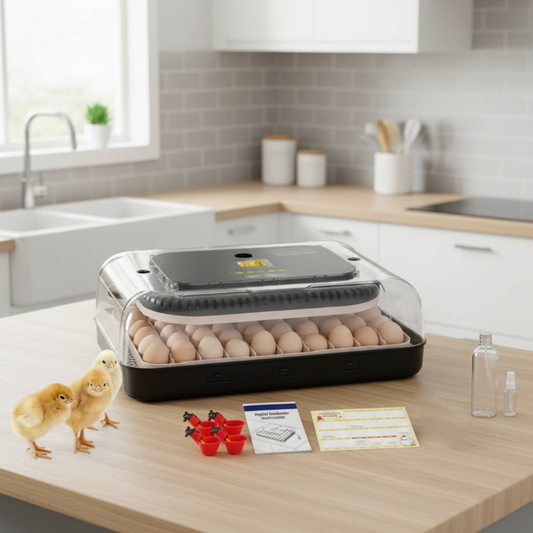 KRISRATE 70 Egg Incubator with Automatic Egg Turning & Auto Humidification, Temperature Control, Egg Candler for Chicken Duck Quail Hatching, Grey