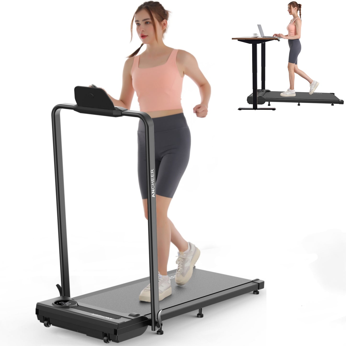 ANCHEER Walking Pad, Under Desk Treadmill with Remote Control, 2 in 1 Portable Walking Pad Treadmill for Home/Office/Exercise