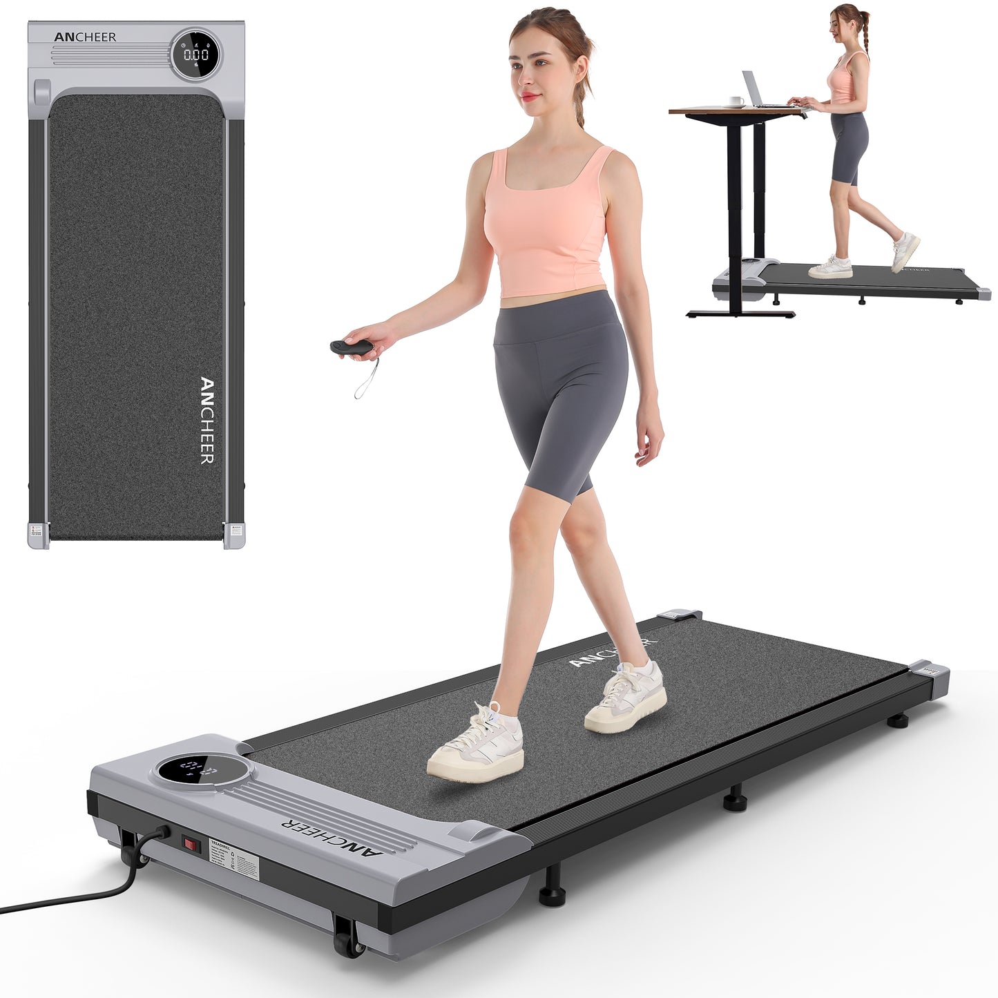 ANCHEER Walking Pad, Under Desk Treadmill with Remote Control, 2 in 1 Portable Walking Pad Treadmill for Home/Office/Exercise