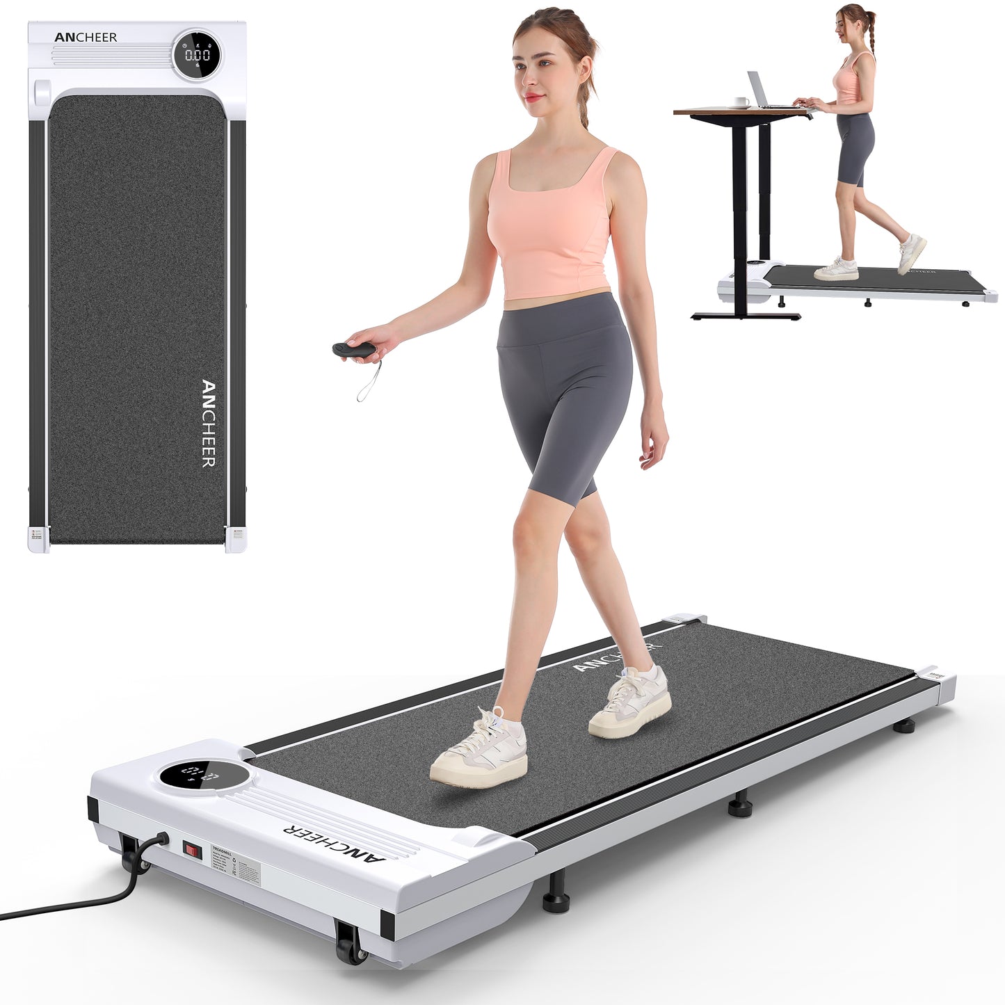 ANCHEER Walking Pad, Under Desk Treadmill with Remote Control, 2 in 1 Portable Walking Pad Treadmill for Home/Office/Exercise