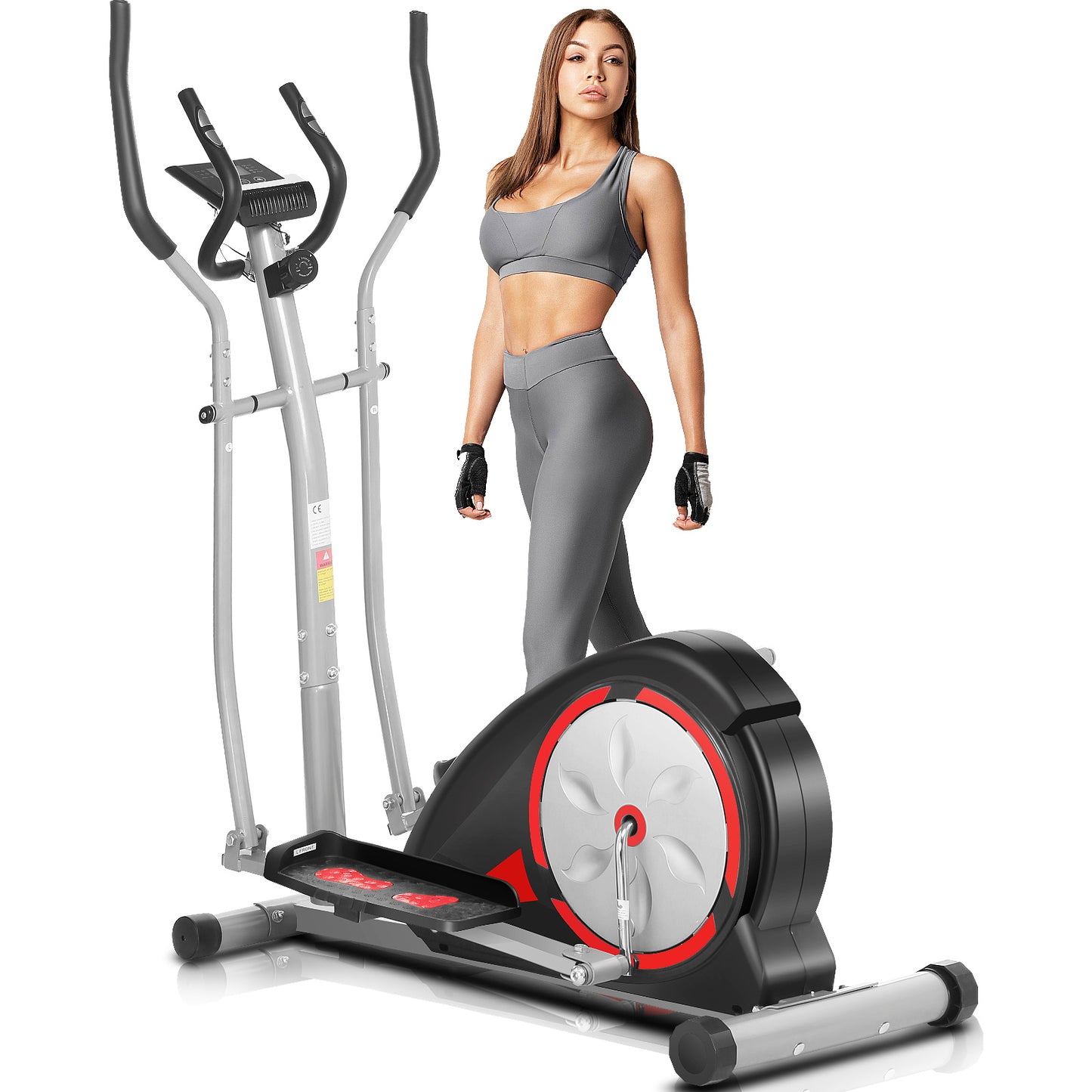 KRISRATE Elliptical Exercise Machine for Home Gym, Ultra-Silent Magnetic Elliptical Trainer with 500LBS Weight Capacity, LCD Monitor, Pulse Rate Grips