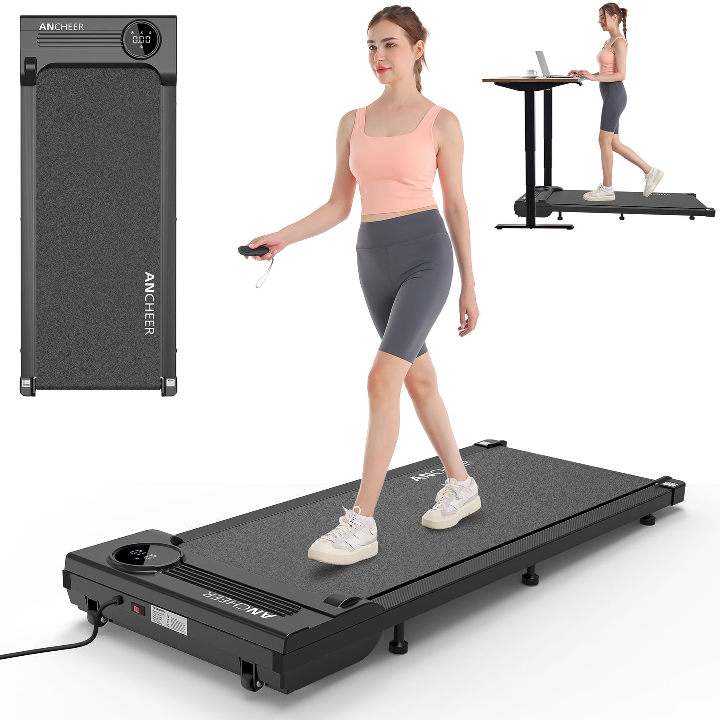 ANCHEER Walking Pad, Under Desk Treadmill with Remote Control, 2 in 1 Portable Walking Pad Treadmill for Home/Office/Exercise