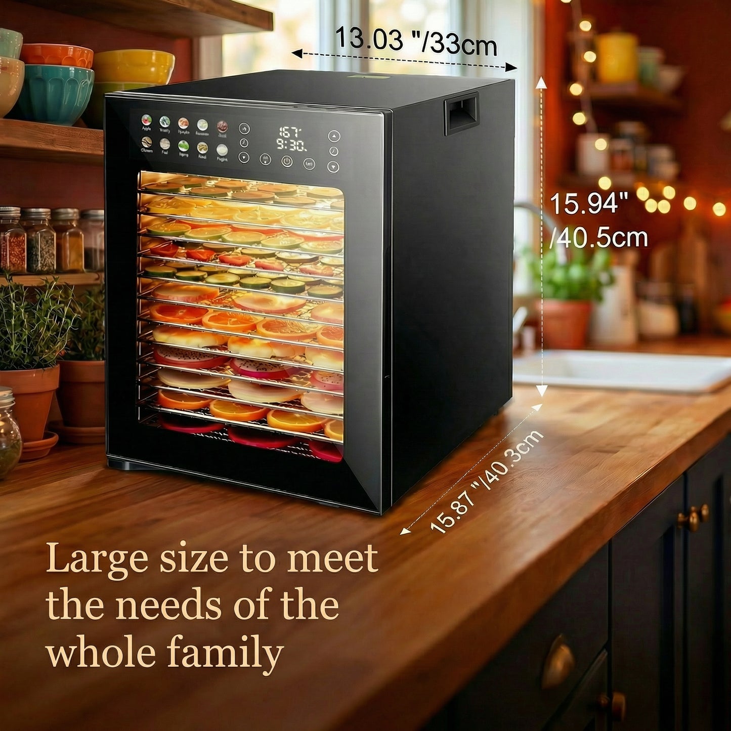 KRISRATE Food Dehydrator for Jerky & Fruit, 14 Stainless Steel Trays, 850W Food Dryer with 10 Presets, 48H Timer & 167°F Temperature Control, Dehydrator Machine for Herbs, Meat, Dog Treats