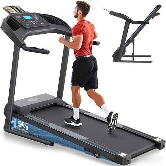KRISRATE Treadmill with Incline, 3.5HP Smart Portable Folding Treadmill for Home, Running Machine with Smart Fitness Tracking, Silent Shock Absorption