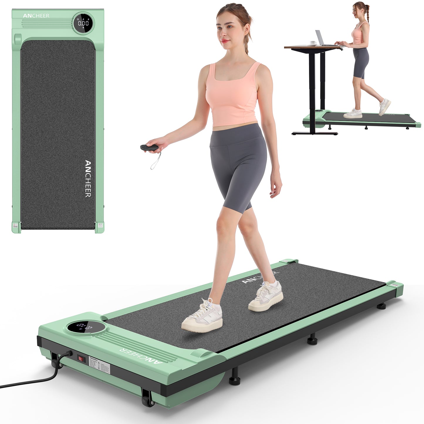 ANCHEER Walking Pad, Under Desk Treadmill with Remote Control, 2 in 1 Portable Walking Pad Treadmill for Home/Office/Exercise