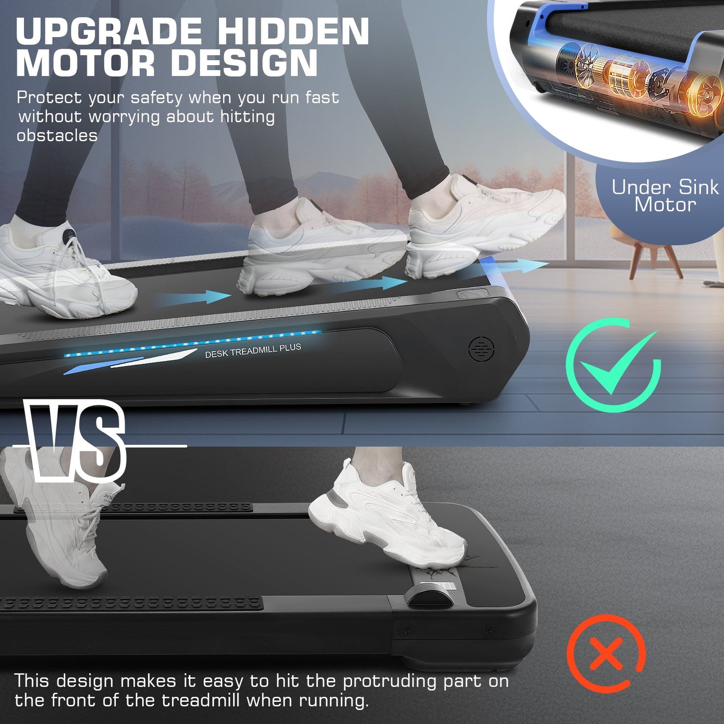 Mini Walking Pad Treadmill with Cool Lighting F0011