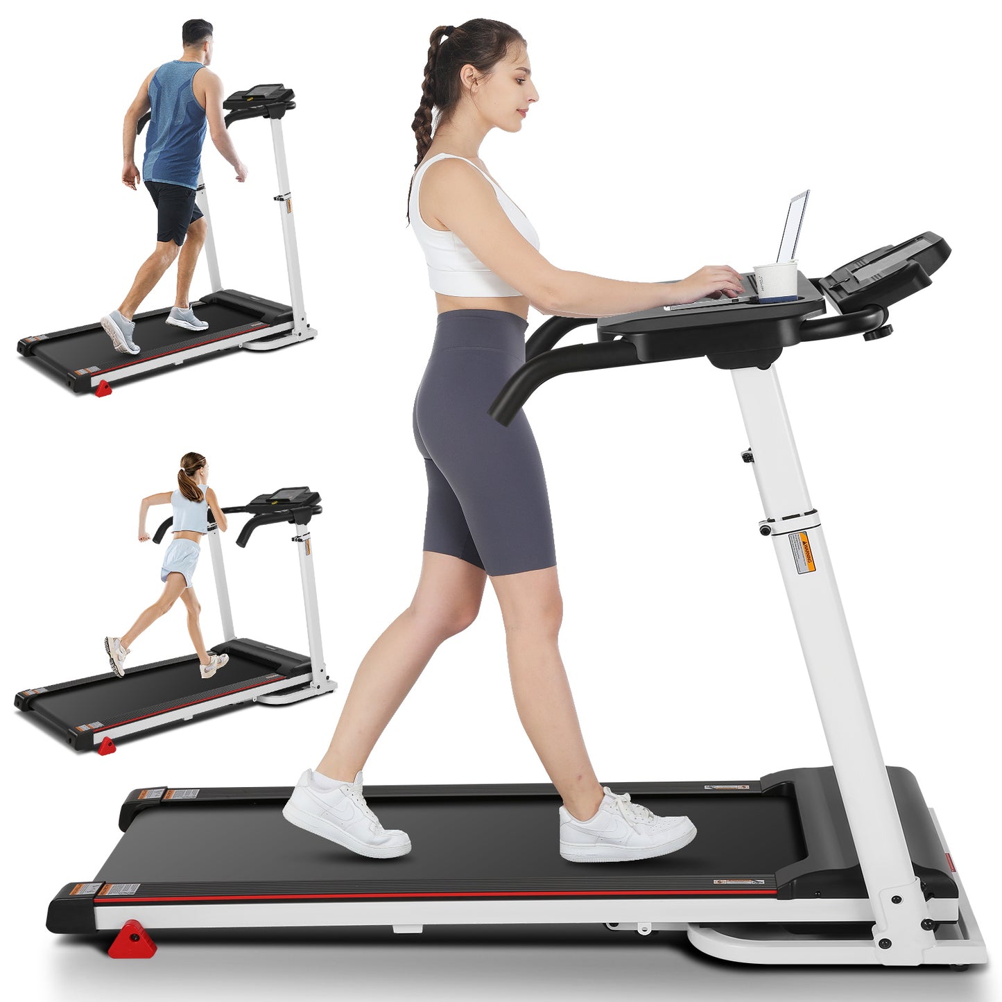 FUNMILY Treadmill with Folding Electric Treadmill with LED Display Control Exercise Treadmill for Home&Office Speed Range 0.6-7.5 mph,300lbs