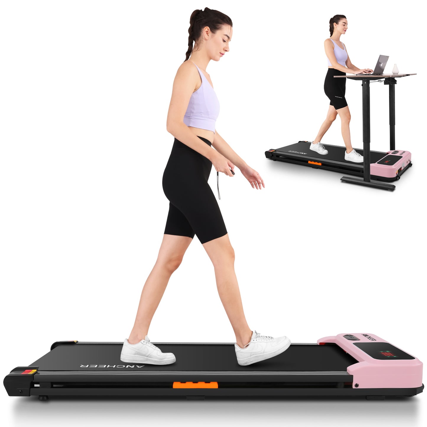 ANCHEER Walking Pad Treadmill&Under Desk Treadmill for Home&Office, Speed Range 0.6~3.8mph, 240 lbs Weight Capacity