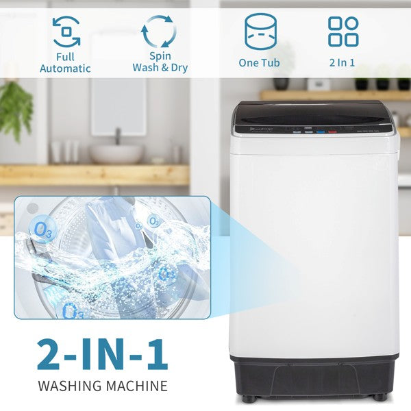 KRISRATE 17.8 Lbs Full-Automatic Washing Machine 2.4Cu.ft Portable Compact Laundry Washer Spin with Drain Pump,10 programs 8 Water Level, LED Display