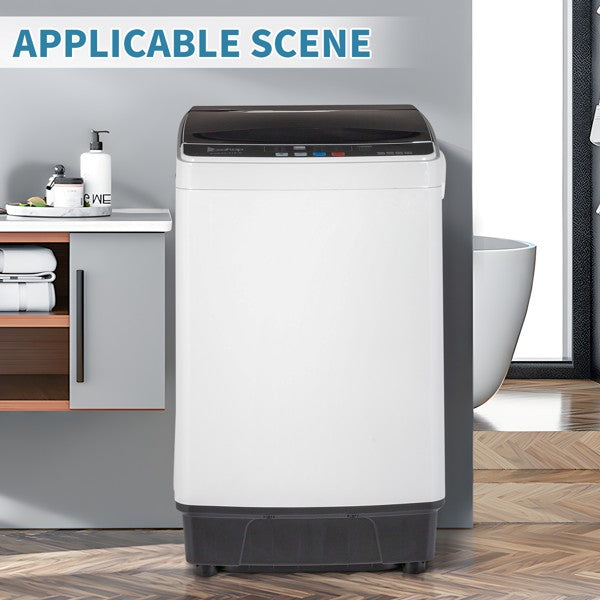 KRISRATE 17.8 Lbs Full-Automatic Washing Machine 2.4Cu.ft Portable Compact Laundry Washer Spin with Drain Pump,10 programs 8 Water Level, LED Display